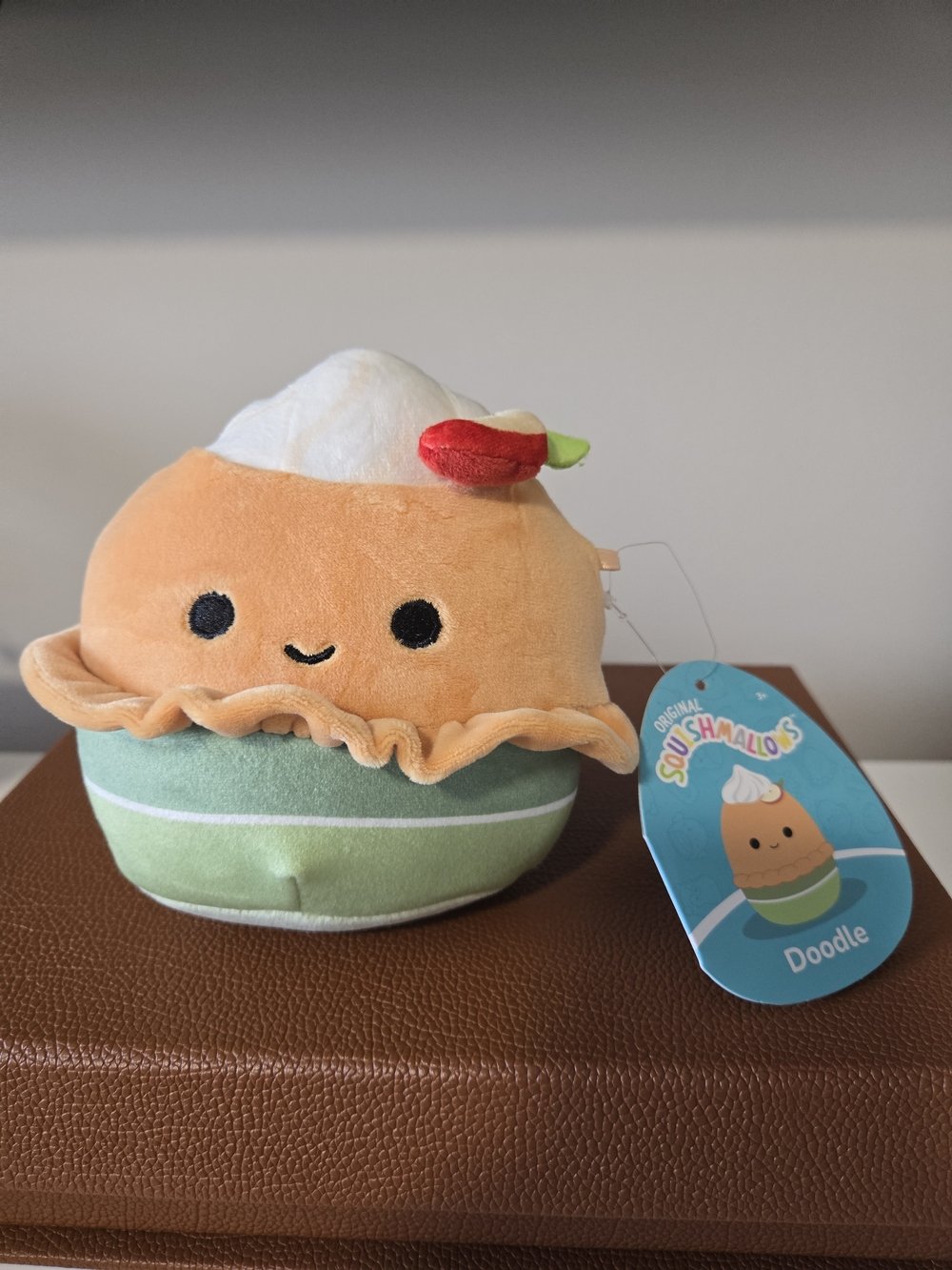 Squishmallows Orange Green Doodle Plush with Red Cherry Accent, New With Tags